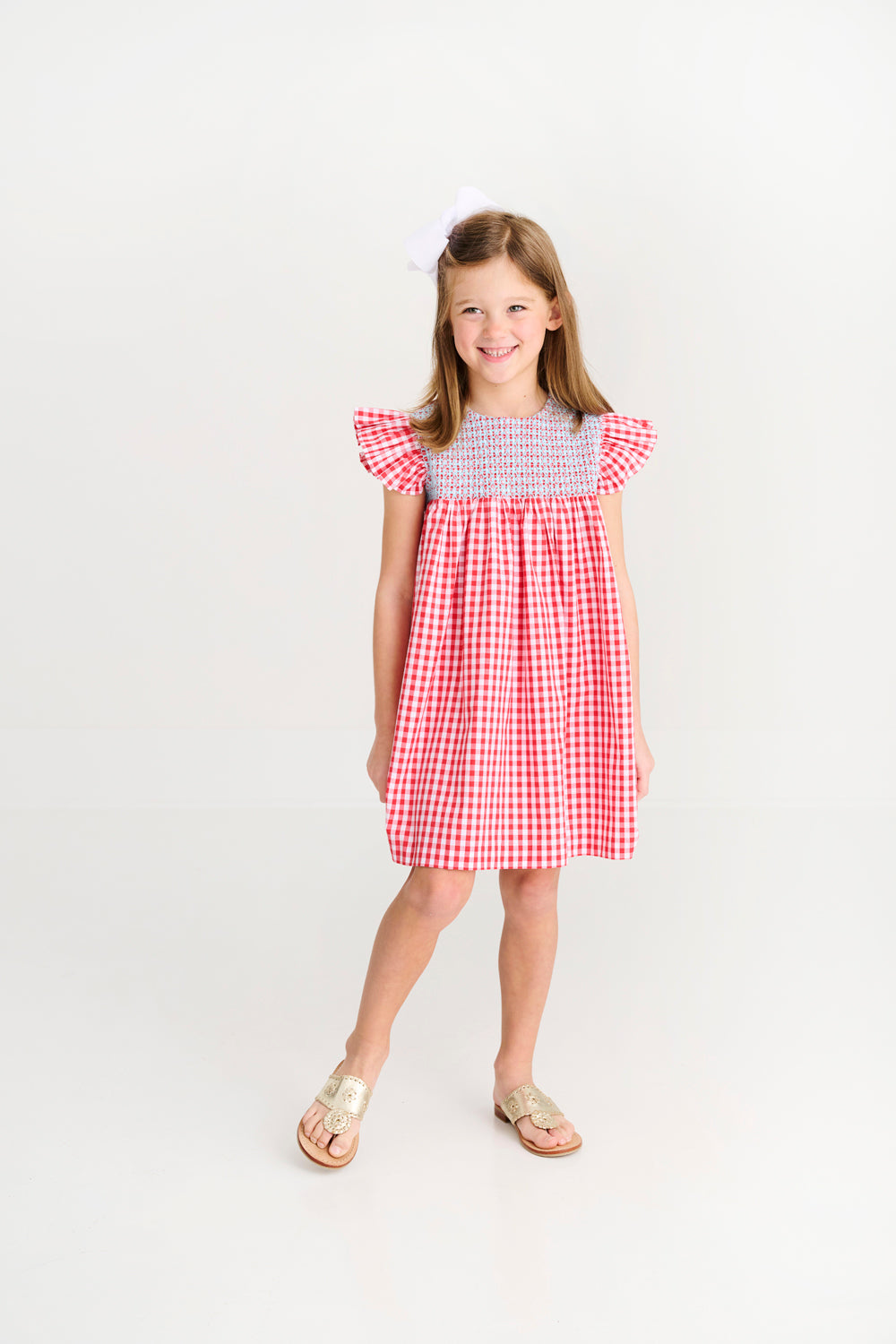 Angel Sleeve Daphne Bell Dress on model