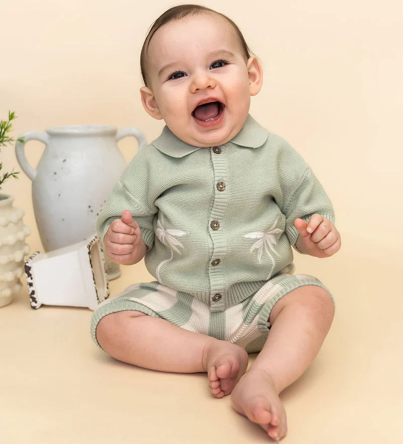 Palm Trees Sweater Shirt & Shorts Set
