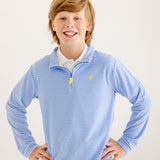 Prepletic Hayword Half Zip - Barbados Blue Stripe on model 2