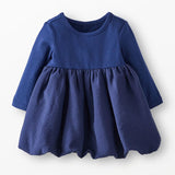 Baby Long Sleeve Bubble Dress-Blue
