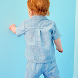 Baby Poplin Button Up Shirt & Shorts Set