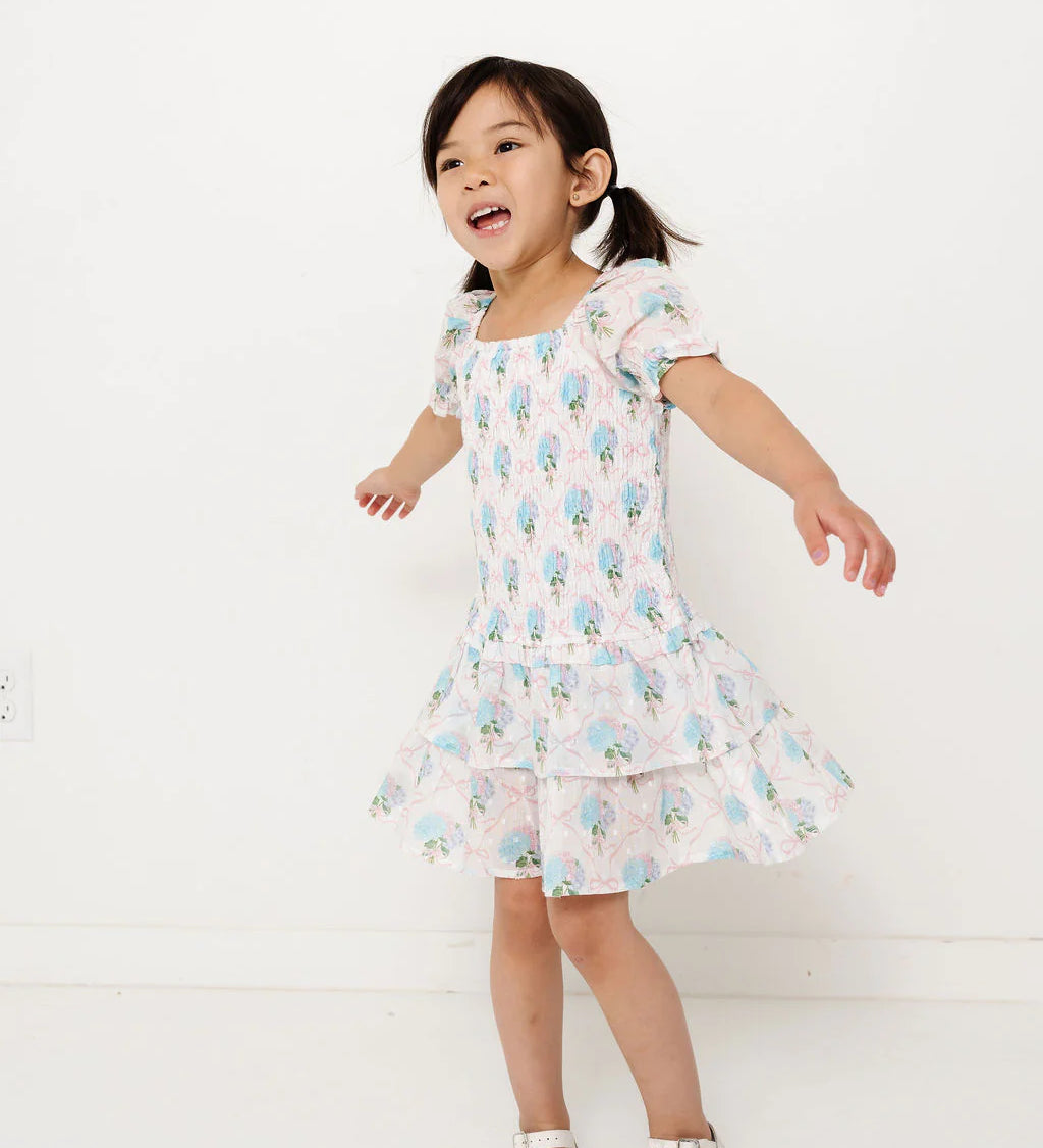 Hydrangeas with Bows Girls Mirrorball Dress