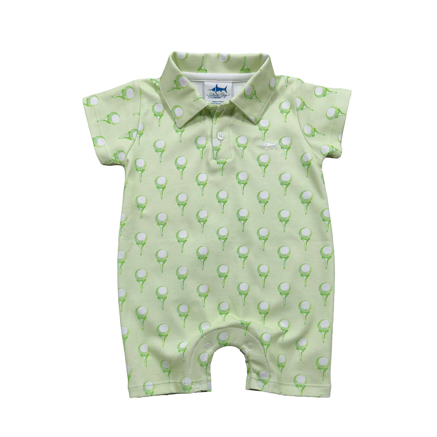 SBC Signature Pima Polo Romper - Green Golf Print