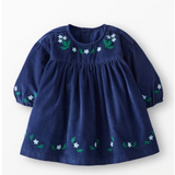 Baby Long Sleeve Corduroy Embroidered Dress