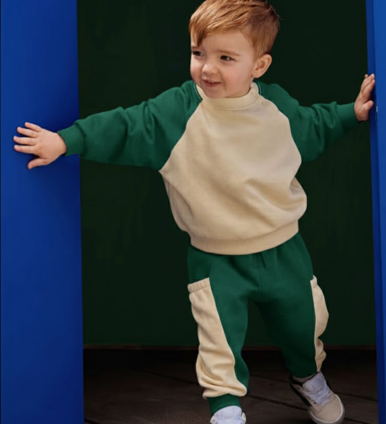 Baby Oversized French Terry Sweatshirt & Sweatpants Set-Green
