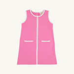 Annie Apron Dress - Winter Park Pink with Worth Avenue White flat lay