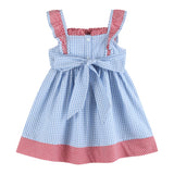 Blue Gingham American Flag Ruffle Dress