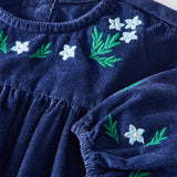 Baby Long Sleeve Corduroy Embroidered Dress