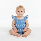 Chloe Baby Romper - Sky White Embroidery