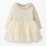 Baby Long Sleeve Tulle Sparkle Dress-White