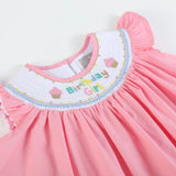 Pink Birthday Girl Smocked Dress
